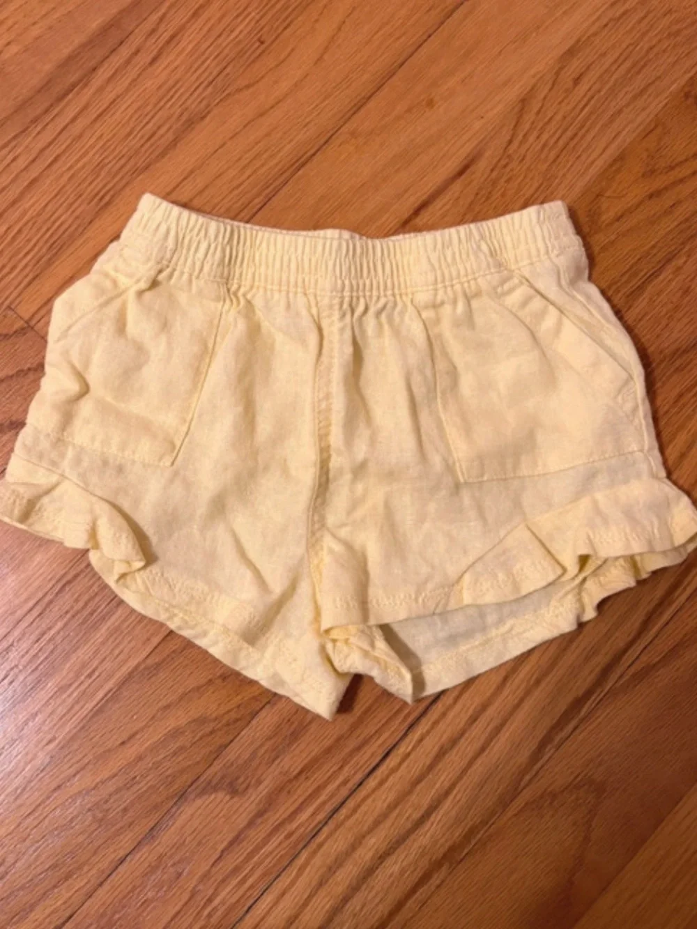 GAP Light Yellow Ruffle Hem Linen Shorts